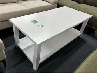 White Coffee Table with Bottom Shelf,$60