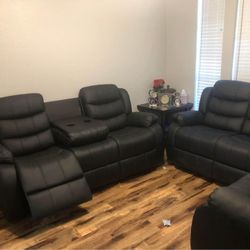 Brand New Leather Recliner Sofa & Loveseat  