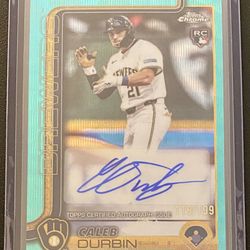 2025 Topps Chrome Update Caleb Durbin Rookie Auto Aqua Wave Refractor #119/199