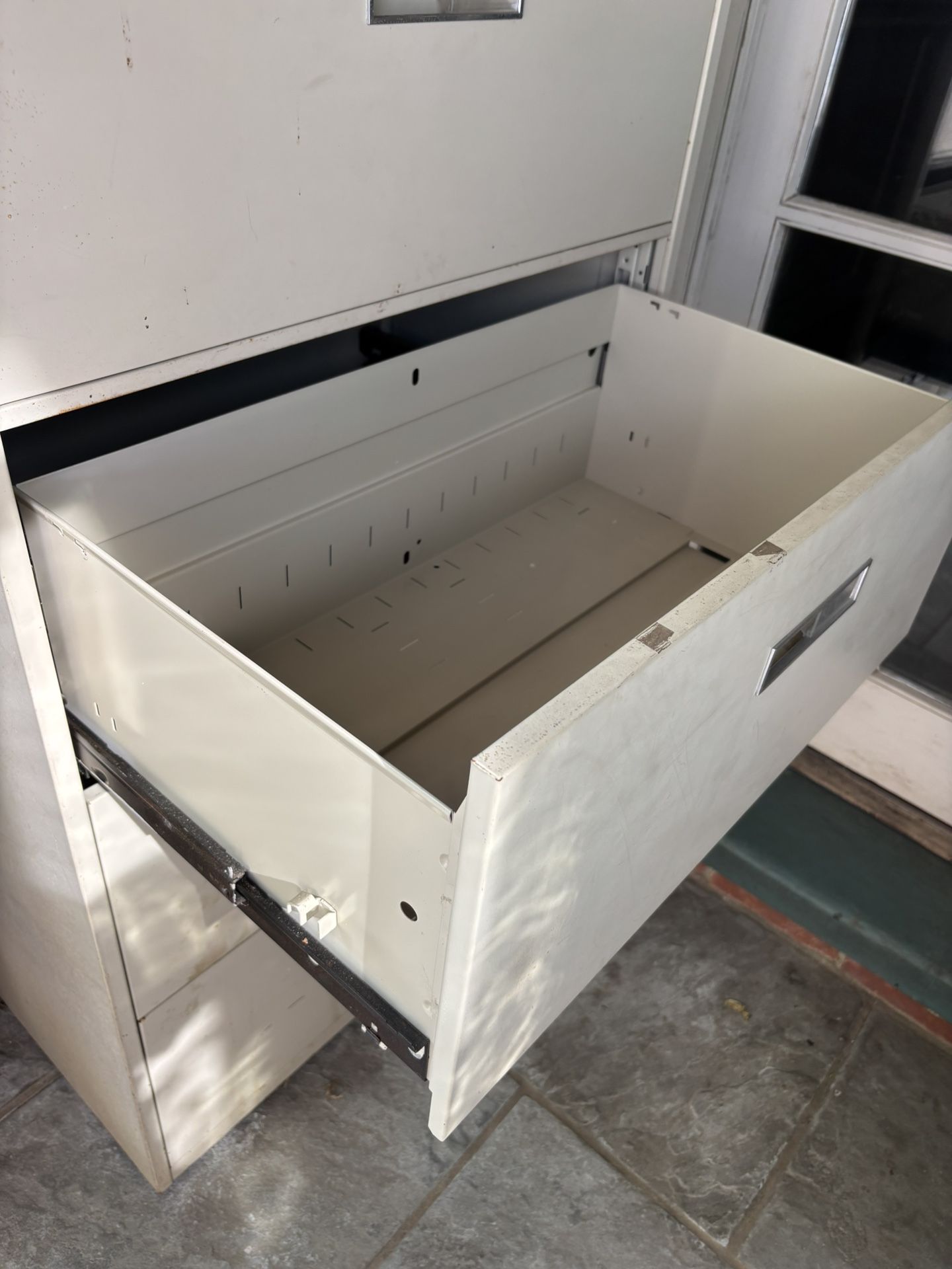 Three Drawer Gray Metal Filing Cabinet