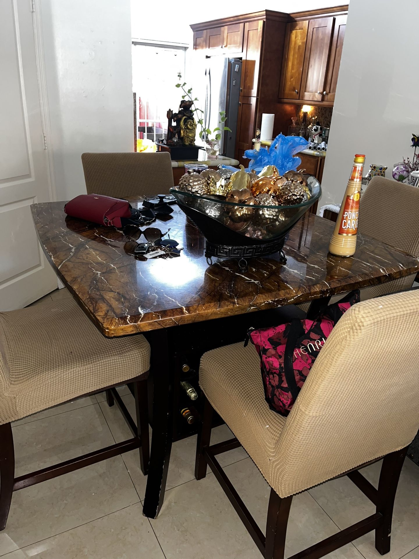 Marble Table With Cheers Bar Wine