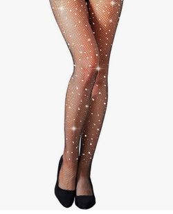 Women's Fishnets Sparkly Tights High Waist Stockings Pantyhose (Black)
