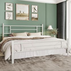 14 Inch King Size Metal Bed Frame with Iron-Art Headboard and Footboard,Under Bed Storage Space,Platform Bed with Metal Slats Support,Easy Assembly,No