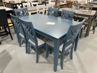 Blue 7 piece dining room set