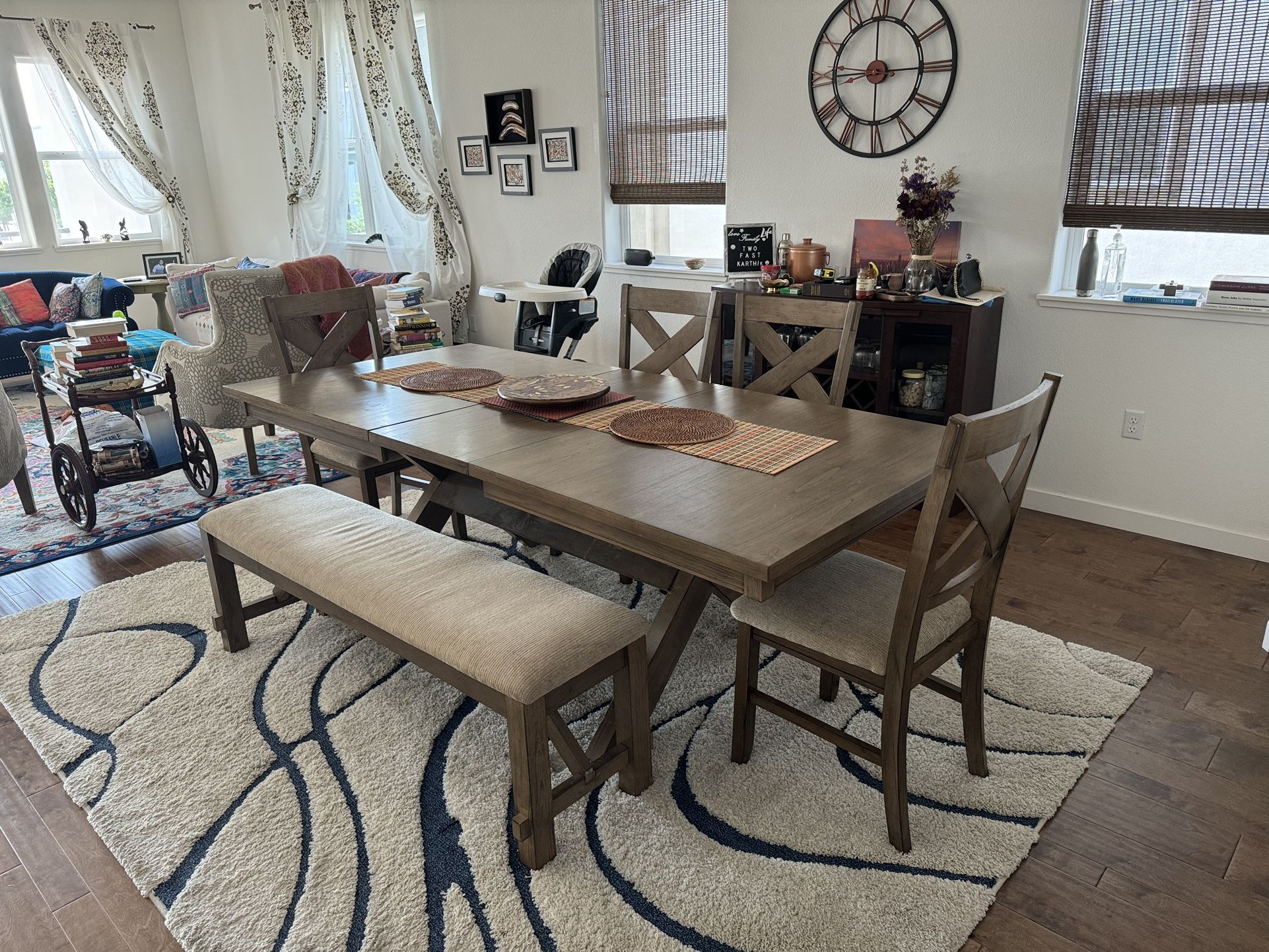 Poe Extendable Rubber wood Dining Set