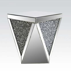 Mirrored End Table With Faux Crystal Inlay Brand New In Box Firm Price $340