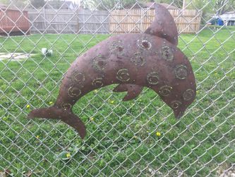 Metal dolphin outdoor decor