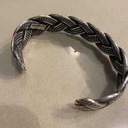 Vintage Native American EP Sterling Silver Rope Cuff Bracelet