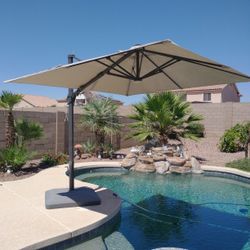 Seasons sentry 10 Ft. Square Solar LED Cantilever Umbrella  From Costco