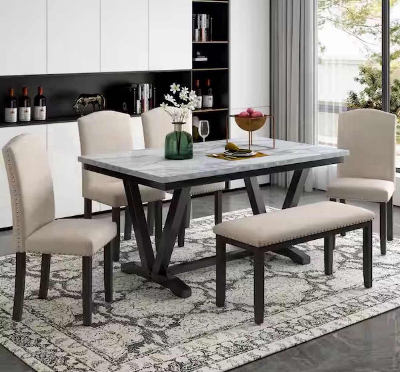 Dining Chairs and Bench 