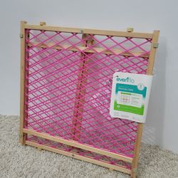 NEW Evenflo Position & Lock Baby Gate Pink Wood 26-42" Wide Pressure Mount