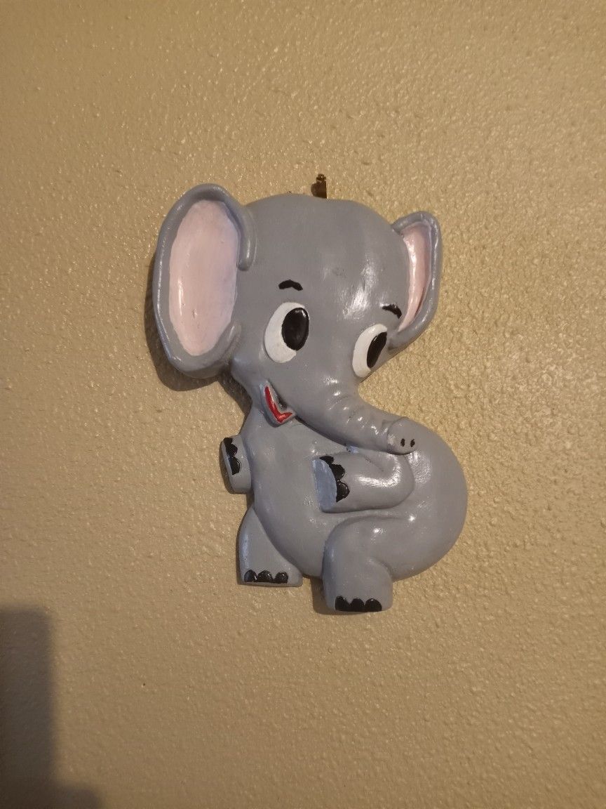 A Child's Blue Elephant Wall Hanging Vintage