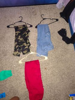 Pants for sale size 9 and the other one is large and red one is medium I believe