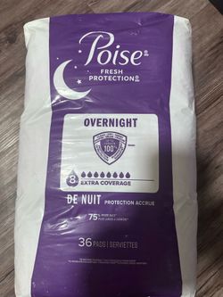 2 Unopened Packs of Poise Fresh Protection Incontinence Pads – Overnight & Ultra Absorbent