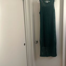 Never Worn Metallic Green Knit Sweater Dress