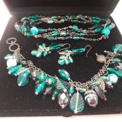Necklace, bracelet and earrings
