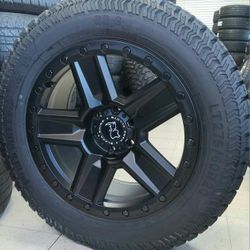 20" Chevy Silverado GMC Sierra Glossy BLACK Wheels & Tires  Off-Road Suburban Escalade Tahoe Yukon Rims Rines Setof4..FINANCING..