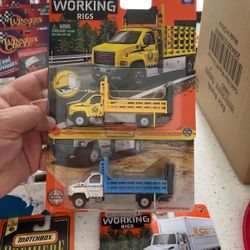 Set of Matchbox Working Rigs GMC 3500 Attenuator Arrow Board Trucks