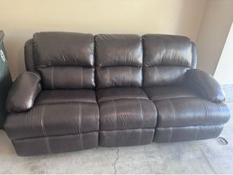 Brown Leather Reclining Sofa – 3 Seat