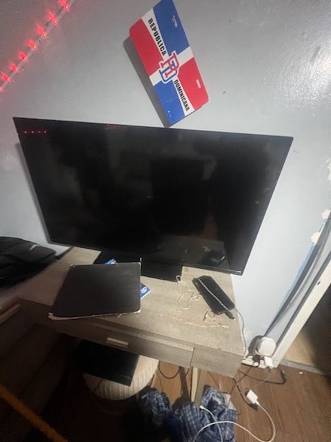 Tv, Desk, PS4, And Couch/place To Store Clothes
