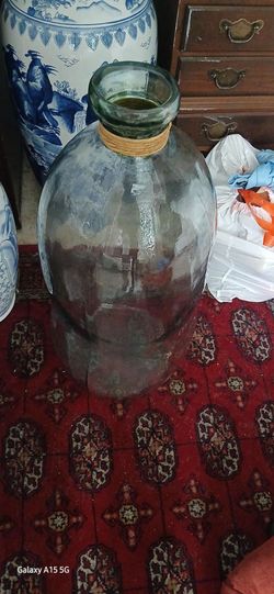 Large Clear glass demijohn floor vase