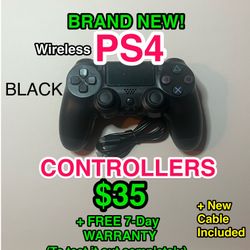 🎮 NEW Wireless PS4 Controller (BLACK) w/ Cable