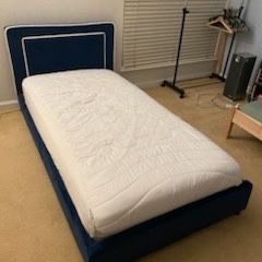 Casey Twin Upholstered Bed (blue) With Mattress