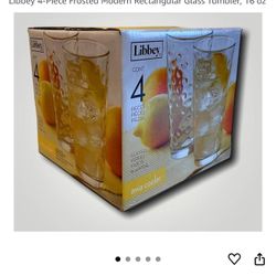 Brand New,Never used  Libbey 4-Piece Frosted Modern Rectangular Glass Tumbler