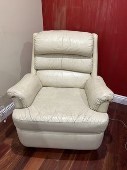 Recliner Ivory Leather Chair That Swivels