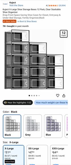 Clear Stackable Shoe Organizer 12 pack