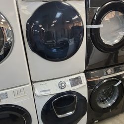 Samsung AddWash Front Loading Washer And Stackable Gas Dryer Set 