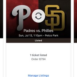 5 Padres Tickets vs Philly 7/13. LF Home run fence