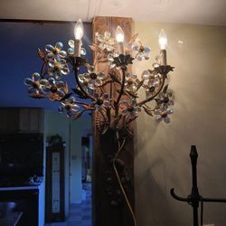 Vintage Wall Sconce Electric Floral Faceted Glass Petals