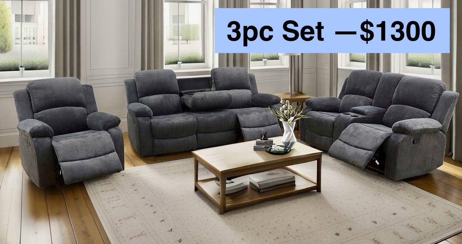 💥FREE DELIVERY💥Brand New 3PC Reclining Sofa Loveseat Chair Set