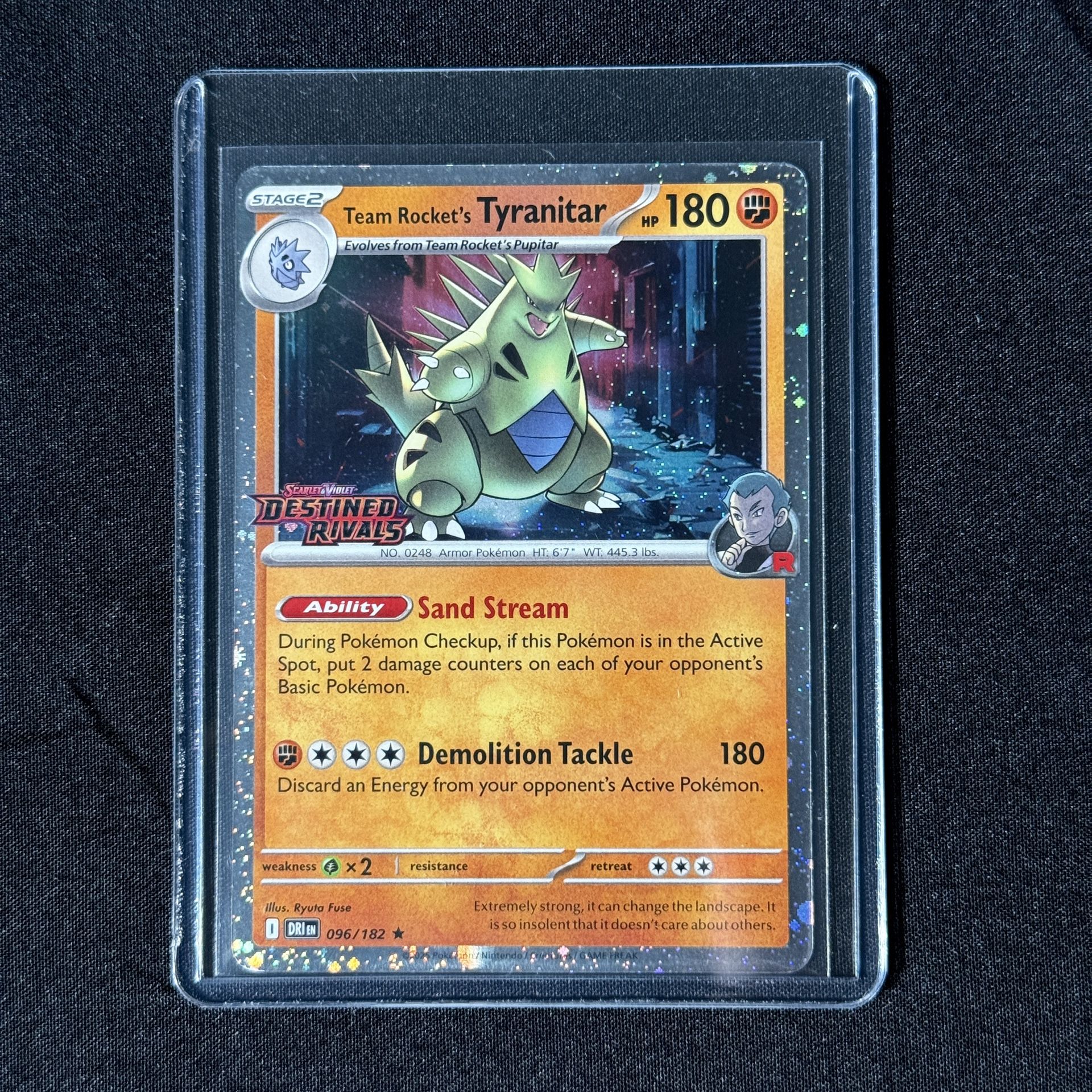 Team Rocket’s Tyranitar 096/182. Holo Stamped. Destined Rivals Set. LP to NM.