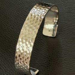 Men’s 925 Silver Bracelet / Hammered Solid Silver Bangle 