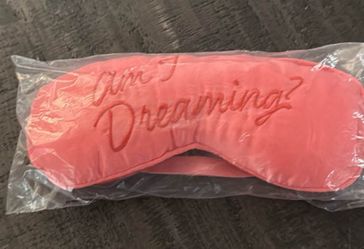 Pink "Am I Dreaming?" Plush Satin Sleep Eye Mask - Brand New in Package