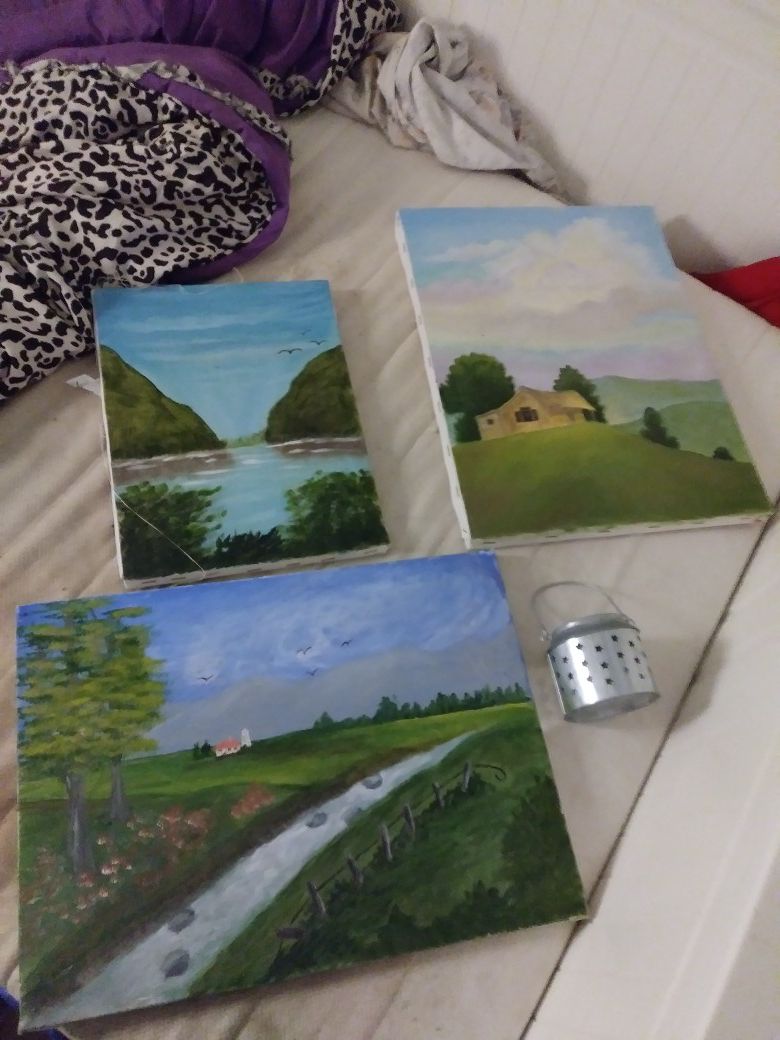 FREE Paintings & Small Candle Holder *Please read description*
