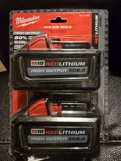 Milwaukee M18 RED LITHIUM High Output XC6.0  2 pack batteries