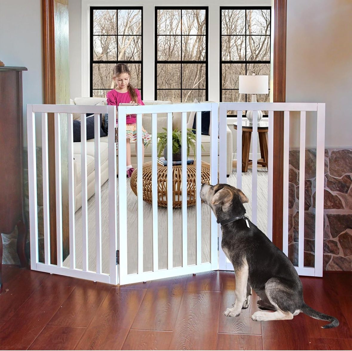 Freestanding Indoor Dog Gate for House