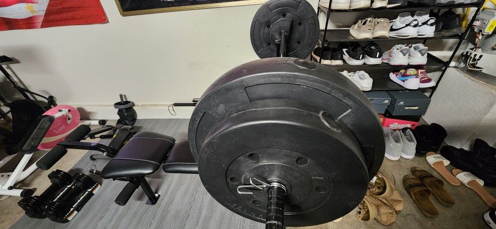 Standard Adjustable Weight Bench with 80 lbs Weight Set Mats Included