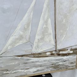 Pretty, Sailing Print In A Wood Frame