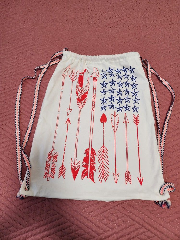 Patriotic Flag Drawstring Backpack