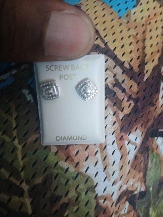 Brand new Sterling Silver 925 Stamped Screw back Diamond π Earrings.