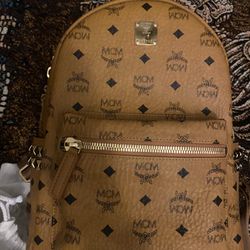 Mcm Cognac Studded Backpack 