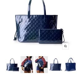 GLAMAHOLIC  NAVY BLUE MONOGRAM TOTE