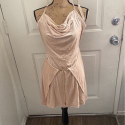 Elegant Velvet Beige Dress 