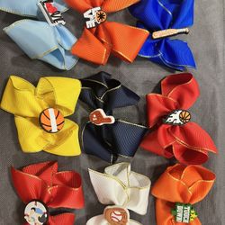 Sports Theme HairBows Handmade 