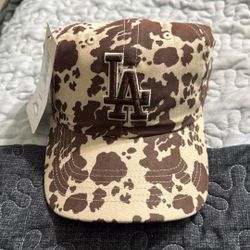 LA DODGERS COW PRINT HAT 