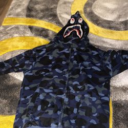 Bape hoodie size small navy blue